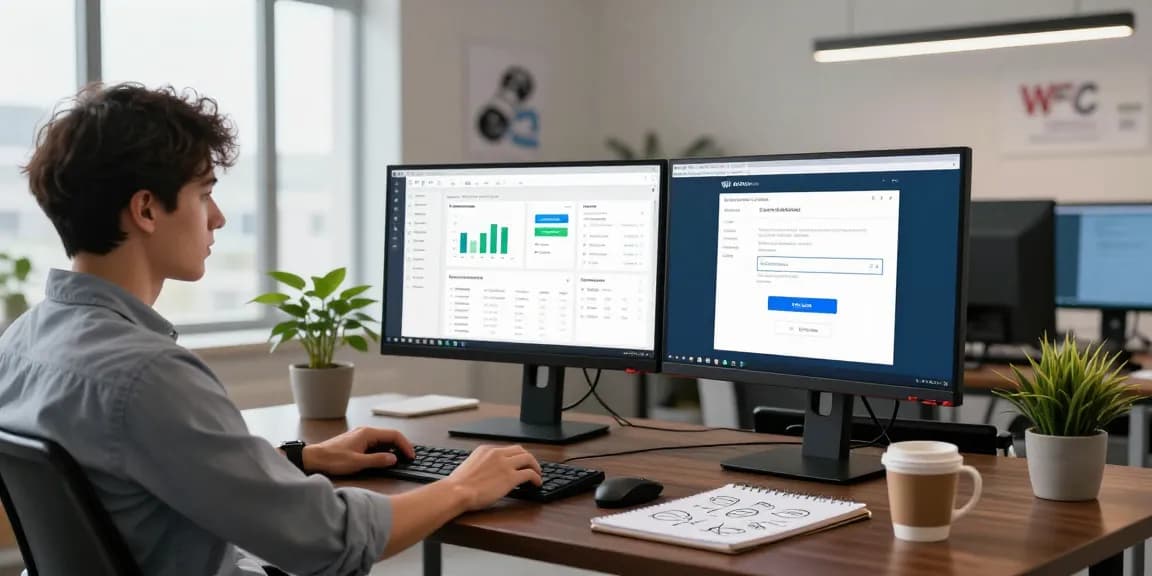 WPS Download process illustrated with a modern office setup showcasing installation steps.